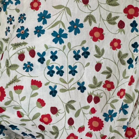 Calypso St. Barth Floral Dress White Red Front Tie Belted Button Pleated Sz L - Picture 2 of 6